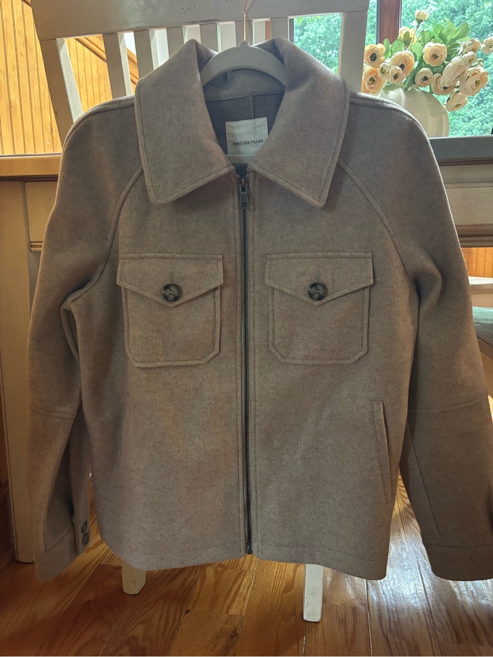 Avec Les Filles Taupe Zip-Front Shirt Jacket